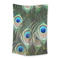 Peacock Feathers Peacock Bird Small Tapestry by Wegoenart