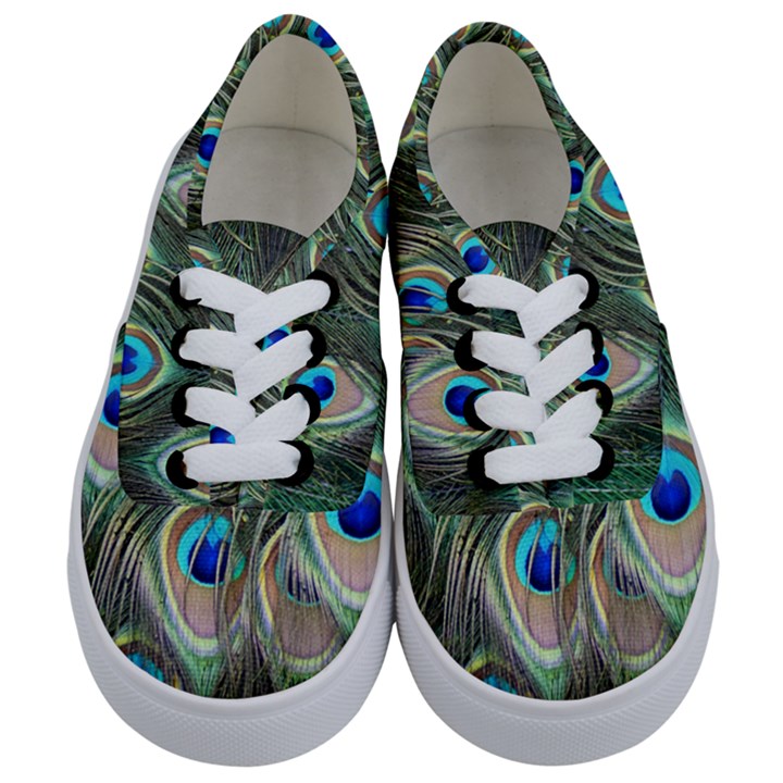 Peacock Feathers Peacock Bird Kids  Classic Low Top Sneakers