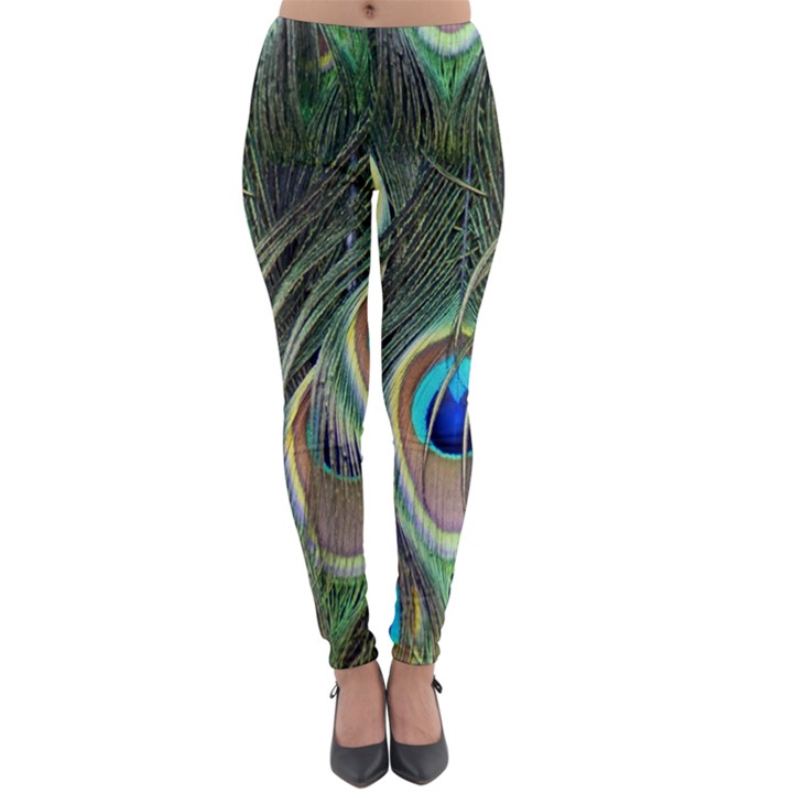 Peacock Feathers Peacock Bird Lightweight Velour Leggings