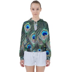 Peacock Feathers Peacock Bird Women s Tie Up Sweat