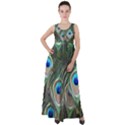 Peacock Feathers Peacock Bird Empire Waist Velour Maxi Dress View1