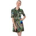 Peacock Feathers Peacock Bird Belted Shirt Dress View1