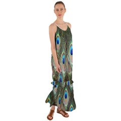 Peacock Feathers Peacock Bird Cami Maxi Ruffle Chiffon Dress by Wegoenart