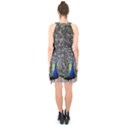 Peacock Bird Feather Plumage Green Halter Collar Waist Tie Chiffon Dress View2