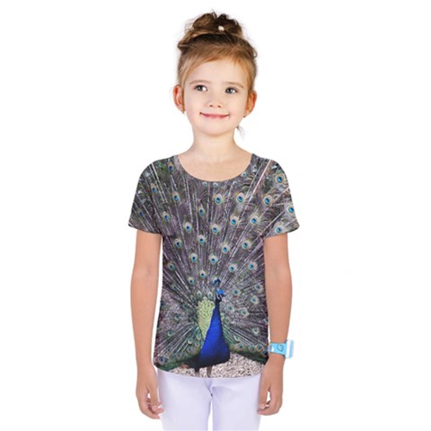 Peacock Bird Feather Plumage Green Kids  One Piece Tee by Wegoenart