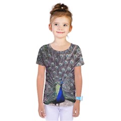 Peacock Bird Feather Plumage Green Kids  One Piece Tee