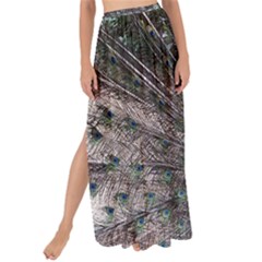 Peacock Bird Feather Plumage Green Maxi Chiffon Tie-up Sarong by Wegoenart