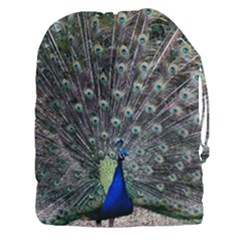 Peacock Bird Feather Plumage Green Drawstring Pouch (xxxl) by Wegoenart