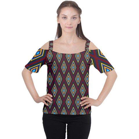 Colorful Diamonds Variation 1 Cutout Shoulder Tee by bloomingvinedesign