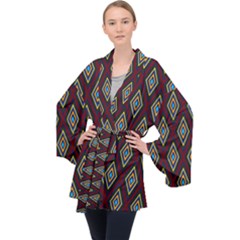 Colorful Diamonds Variation 1 Velvet Kimono Robe by bloomingvinedesign