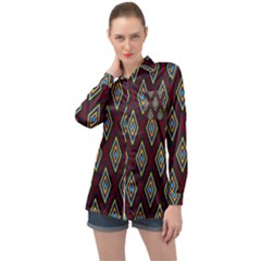 Colorful Diamonds Variation 1 Long Sleeve Satin Shirt