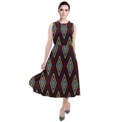 Colorful Diamonds Variation 1 Round Neck Boho Dress