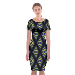 Colorful Diamonds Variation 2 Classic Short Sleeve Midi Dress by bloomingvinedesign