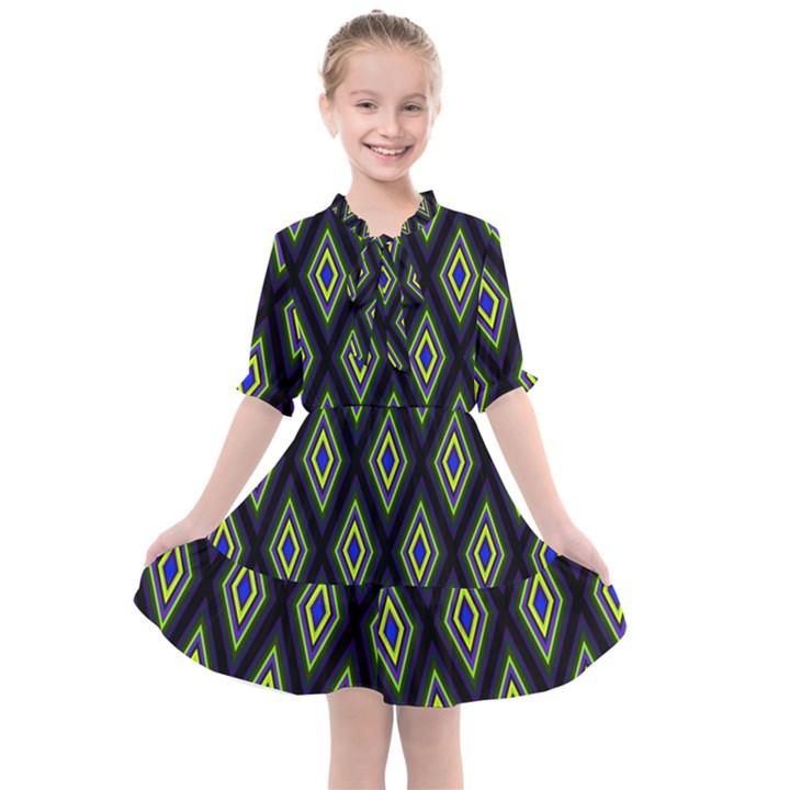 Colorful Diamonds Variation 2 Kids  All Frills Chiffon Dress