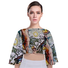 Initially Yours - The Illustrated Alphabet  c  - By Larenard Studios Tie Back Butterfly Sleeve Chiffon Top by LaRenard