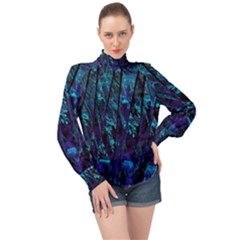 Who Broke The 80s High Neck Long Sleeve Chiffon Top