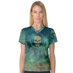 Dreamcatcher With Skull V-neck Sport Mesh Tee