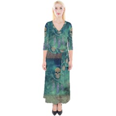 Dreamcatcher With Skull Quarter Sleeve Wrap Maxi Dress by FantasyWorld7