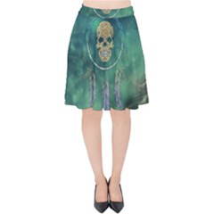 Dreamcatcher With Skull Velvet High Waist Skirt by FantasyWorld7