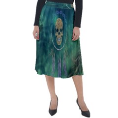 Dreamcatcher With Skull Classic Velour Midi Skirt  by FantasyWorld7