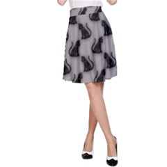 Black Cats On Gray A-line Skirt by bloomingvinedesign