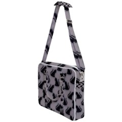 Black Cats On Gray Cross Body Office Bag by bloomingvinedesign