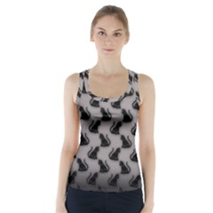 Black Cats On Gray Racer Back Sports Top by bloomingvinedesign