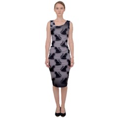 Black Cats On Gray Sleeveless Pencil Dress by bloomingvinedesign