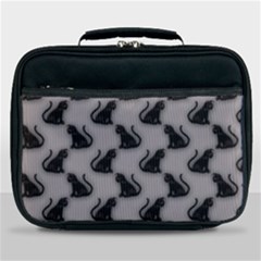 Black Cats On Gray Lunch Bag by bloomingvinedesign