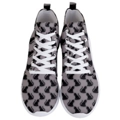 Black Cats On Gray Men s Lightweight High Top Sneakers by bloomingvinedesign