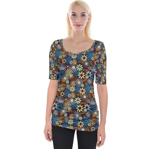 Daisies Variation 1 Wide Neckline Tee by bloomingvinedesign