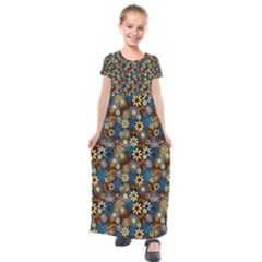 Daisies Variation 1 Kids  Short Sleeve Maxi Dress by bloomingvinedesign