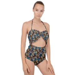 Daisies Variation 1 Scallop Top Cut Out Swimsuit by bloomingvinedesign