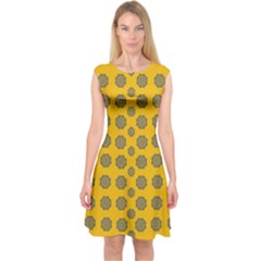 Sensational Stars On Incredible Yellow Capsleeve Midi Dress by pepitasart