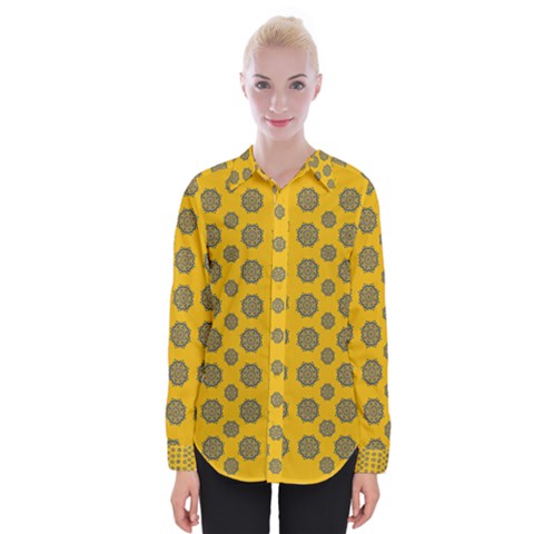 Sensational Stars On Incredible Yellow Womens Long Sleeve Shirt by pepitasart