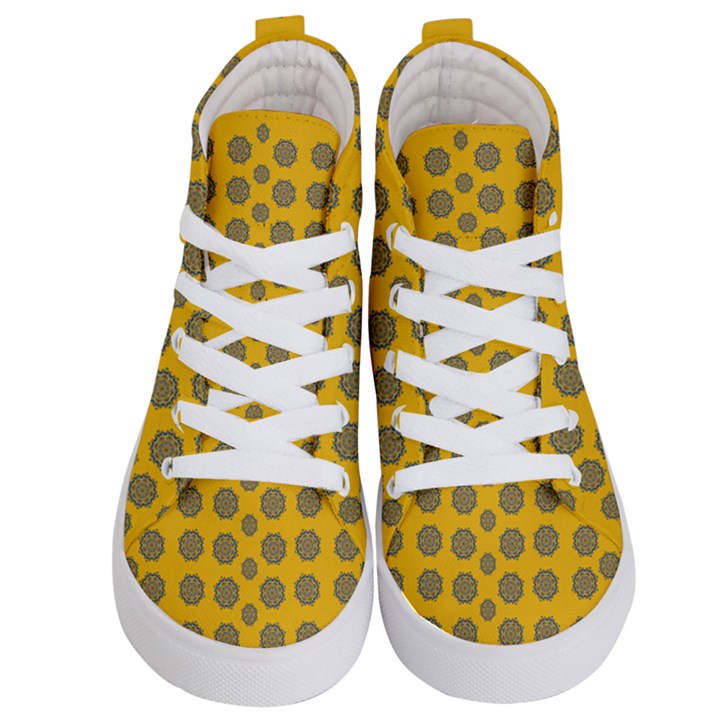 Sensational Stars On Incredible Yellow Kids  Hi-Top Skate Sneakers