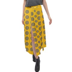 Sensational Stars On Incredible Yellow Velour Split Maxi Skirt