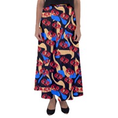 Fighting Crabbies Pattern Flared Maxi Skirt by bloomingvinedesign