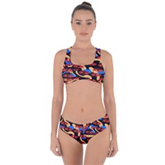 Fighting Crabbies Pattern Criss Cross Bikini Set by bloomingvinedesign