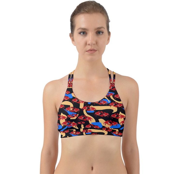 Fighting Crabbies Pattern Back Web Sports Bra