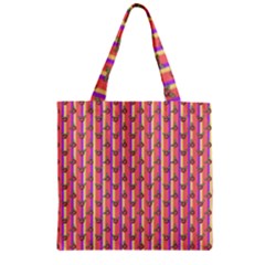 Pink Stripe & Roses Zipper Grocery Tote Bag by charliecreates