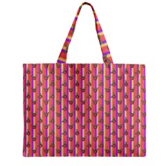 Pink Stripe & Roses Zipper Mini Tote Bag by charliecreates