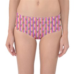 Pink Stripe & Roses Mid-waist Bikini Bottoms by charliecreates