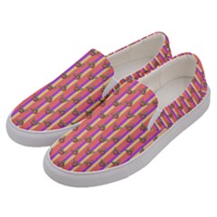 Pink Stripe & Roses Men s Canvas Slip Ons by charliecreates