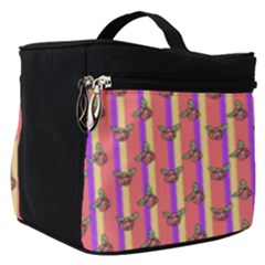 Pink Stripe & Roses Make Up Travel Bag (small) by charliecreates