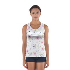 Pink Blue Flowers Pattern                        Women s Sport Tank Top