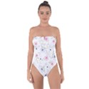 Pink blue flowers pattern                       Tie Back One Piece Swimsuit View1