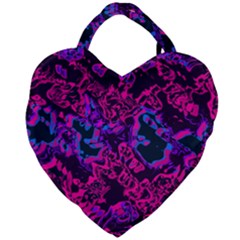 Pink Blue Abstract Texture                        Giant Heart Shaped Tote by LalyLauraFLM