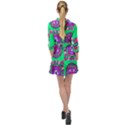 Purple shapes on a green background                           Mini Skater Shirt Dress View2