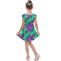 Purple shapes on a green background                        Kids Cap Sleeve Dress View2